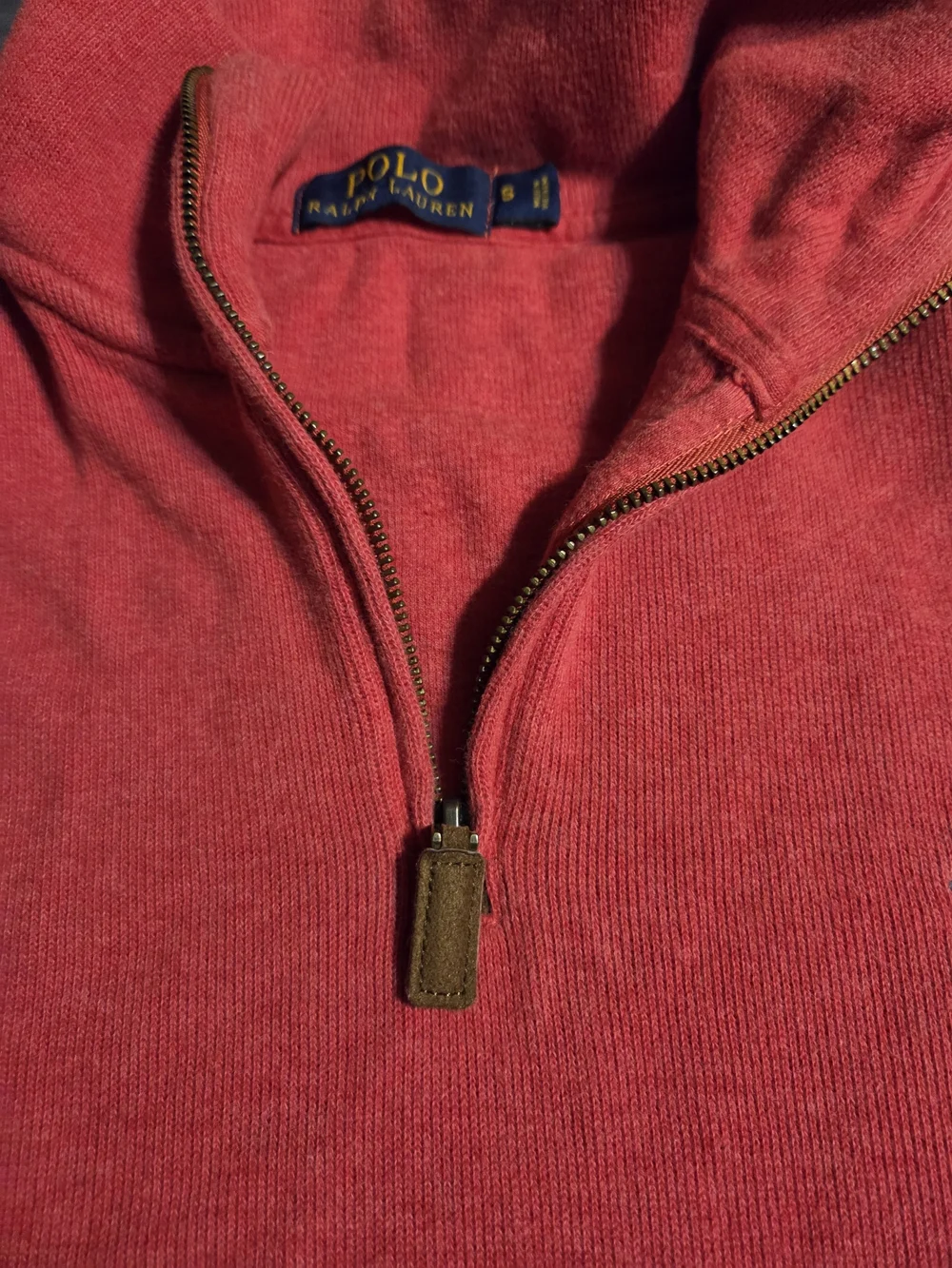 Ralph Lauren Red Quarter-Zip Cotton Sweater